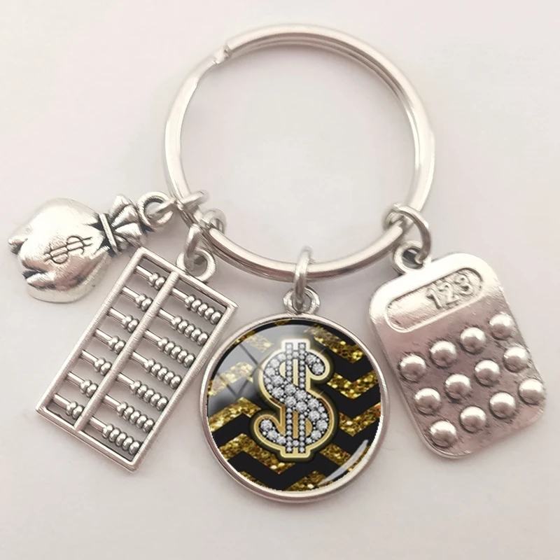 Модный брелок аксессуары с логотипом в долларах стеклянный выпуклой