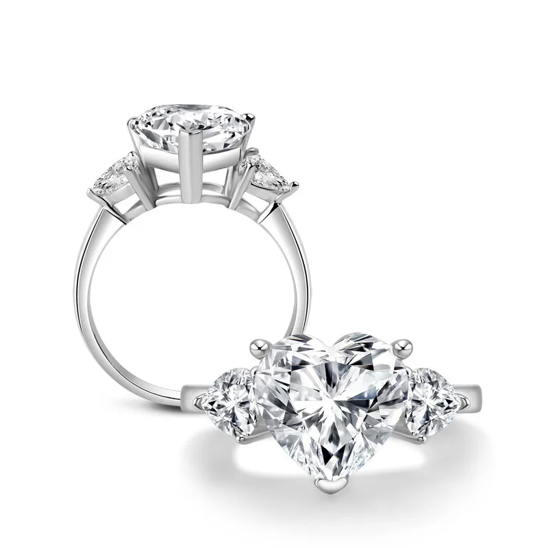 

S925 Silver Wedding Engagement Ring High Quality 5ct diamond Heart Rings for Women Bridal Jewelry Elegant Accessories