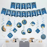 eid mubarak ceiling hanging swirl decoration moon star mosque banner hanging 2022 ramadan kareem decoration eid al adha gifts