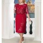 # H30 5XL размера плюс платье женское кружевное с коротким рукавом Миди платье для леди винтажное элегантное мама женское вечервечерние vestidos