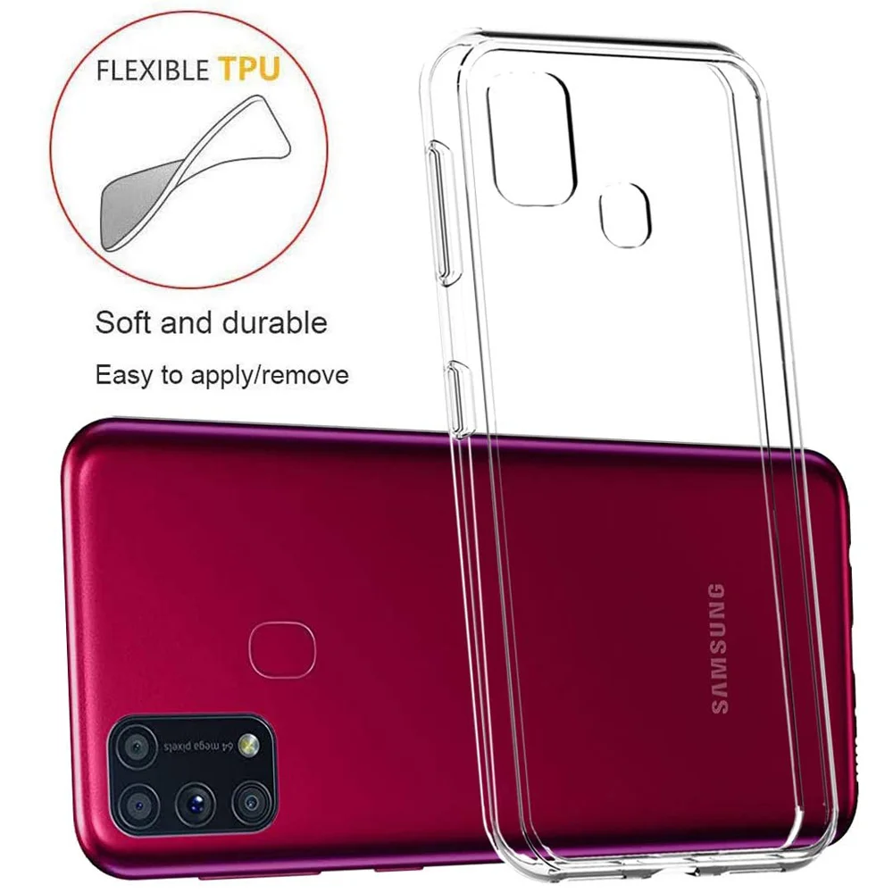 Мягкий силиконовый чехол для Samsung Galaxy M23 M11 M21 M21S M31 M31S M32 M51 M52 M62 прозрачный