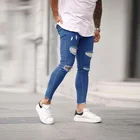 2020 осеньзима модная мужская одежда новые рваные эластичные девять облегающие джинсовые брюки укороченные джинсы Pantalones Vaqueros Hombr...