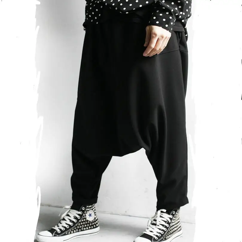 

Version Of Korean The Men's Spring And Summer New Big Bottom Crotch Nine Minute Pants Casual Black Large Size Trousers / 29-40