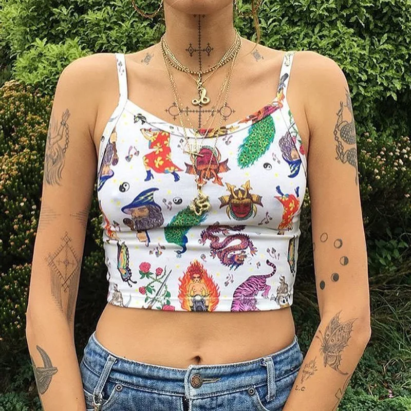 2020 женская летняя модная повседневная майка тонкий укороченный жилет с животным