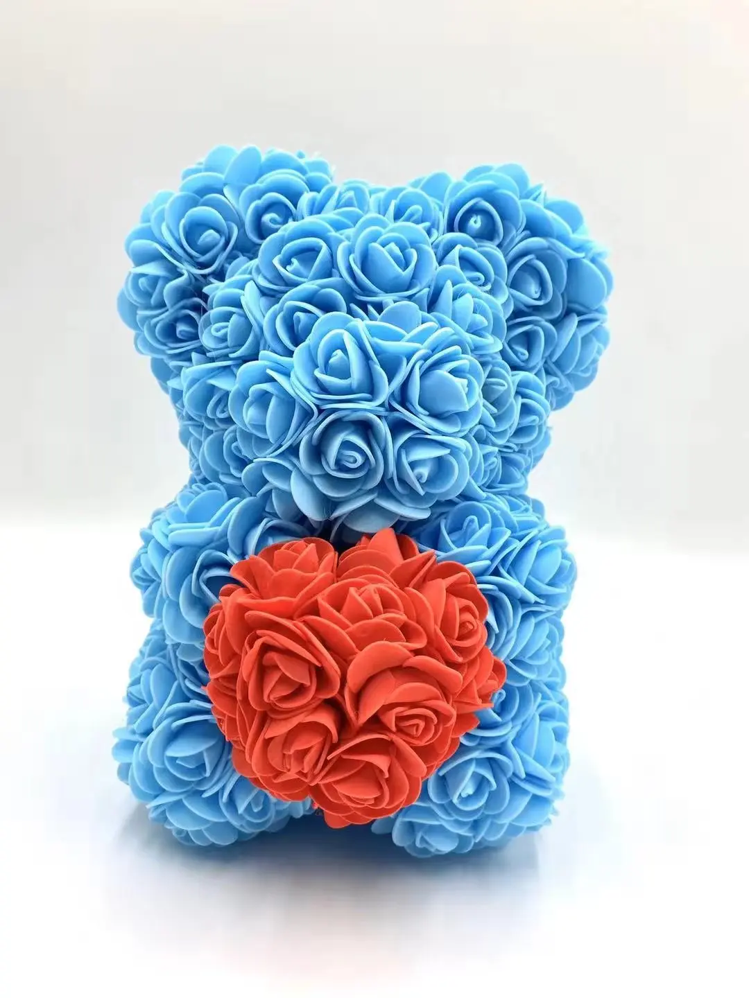 blue 2 DIY 25 см ПЭ Пена розы медведь плюшевый медведь искусственный цветок розы подарки на год для подруги Женщины Матери Валентина подарок - Цвет: blue 2