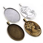 Новая мода 5 шт 30x40 мм Внутренний размер античный посеребренныйБронзовый Простой стиль кабошон основа Установка Подвески кулон