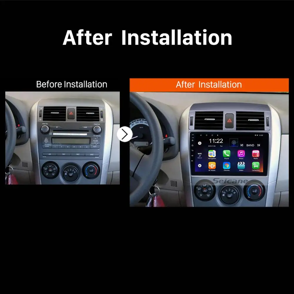 Seicane Авторадио Android 9 0 gps стерео HD 2Din &quotголовное устройство для Toyota Старый Corolla 2007