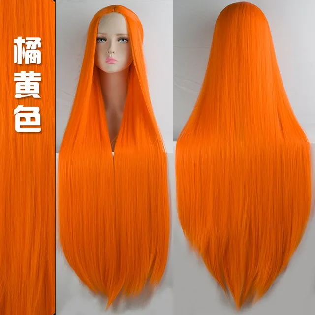 MUMUPI Cos Wig Blonde Blue Red Pink Grey Purple Hair for Party 100CM Long Straight Synthetic cosplay Wigs for Women - Color: P1B/613