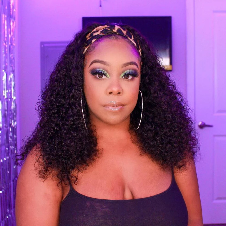 

Curly Headband Wig For Women Human Hair Kinky Curly Glueless Brazilian Remy Hair Jerry Curl