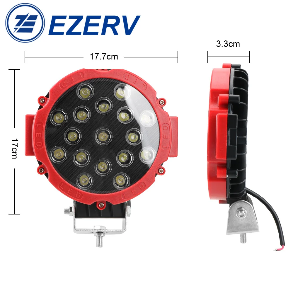 1 шт. 7 дюймов Светодиодная рабочая фара бар 12V 24V 51 Вт 4х4 аксессуары для