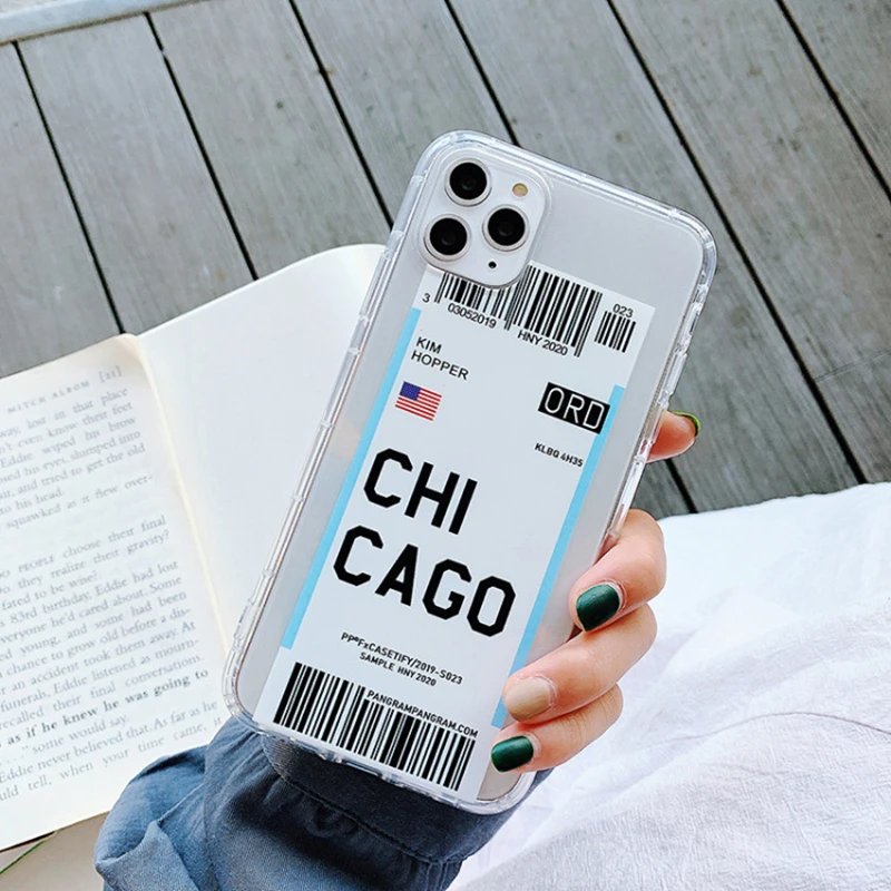 Ins Travel Label Country Phone Case For iPhone 11 Pro Max 7 8 6 6s Plus X XR XS Flight Ticket Letter Soft Silicone Back Cover | Мобильные