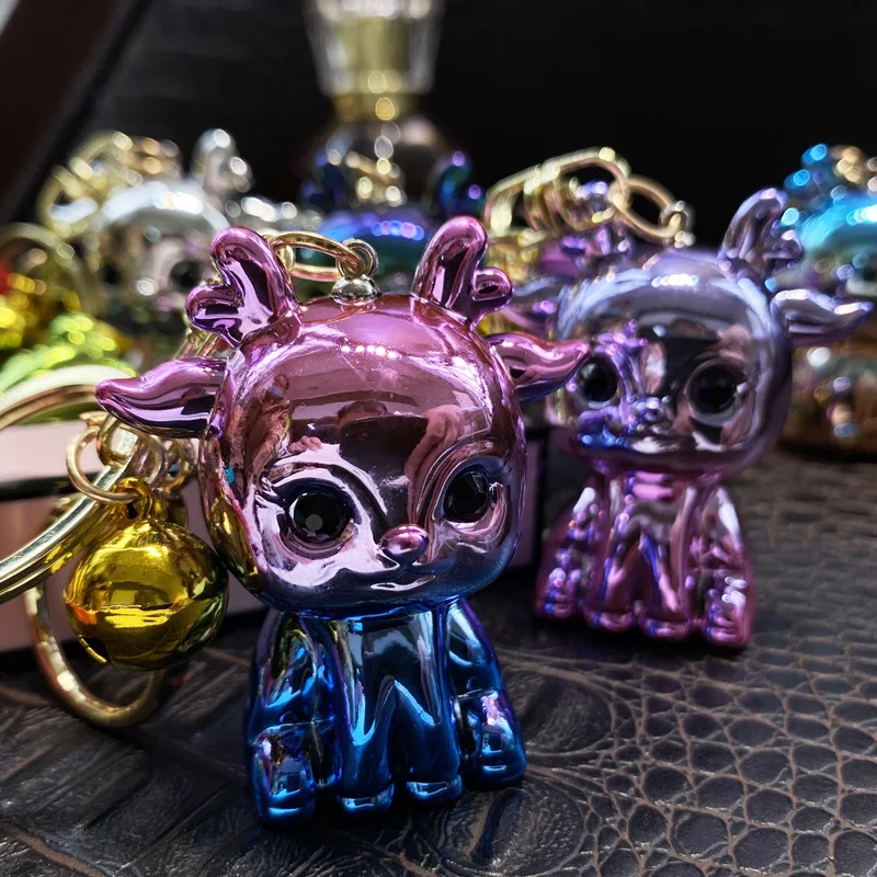 

Новый акриловый красочный Лось ключ цепочка украшения Рождественский лось кукольный брелок для девочек Женская сумка Подвеска для автомоб...