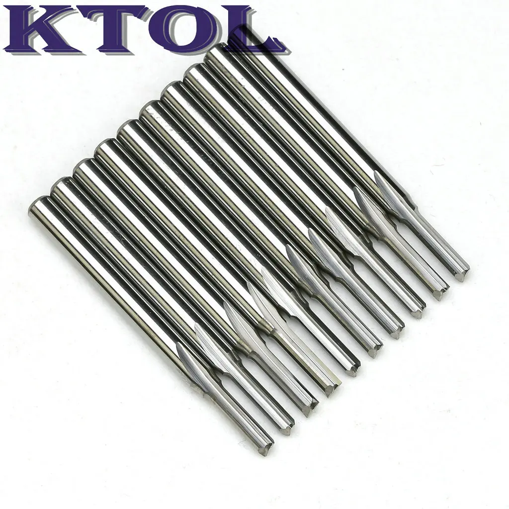 

3.175x2.5mm 2 Flute Straight Milling Cutter Carbide Router Bit Woodworking Tools 10pc Slot Engraving Cutters MDF Micro End Mill