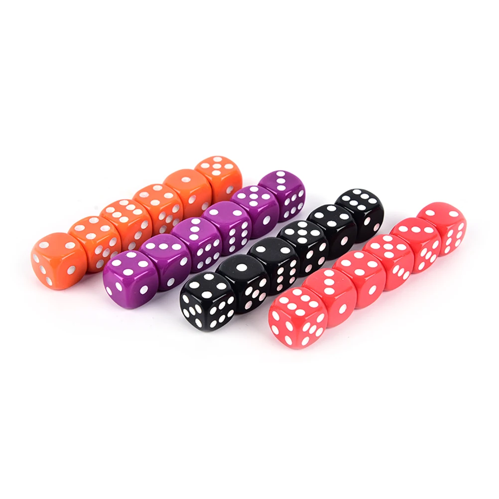 6Pcs New Sale Dices 16MM BoardGame Drinking Digital Dice Gumbling Game Rounded Corners Four-Color Transparent | Спорт и развлечения