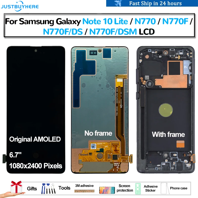 

Original AMOLED For Samsung Galaxy Note 10 Lite Note10 Lite N770 Pantalla lcd Display Touch Panel Screen Digitizer Assembly LCD