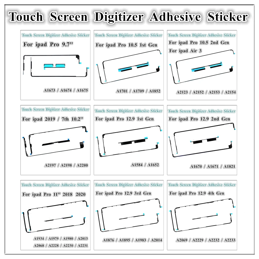 

10 шт. OEM 3M клейкая средняя рамка сенсорный экран дигитайзер наклейка для iPad Pro 9,7 10,5 12,9 11 10,2 дюймов 1-й 2-й 3-й 4-й Gen
