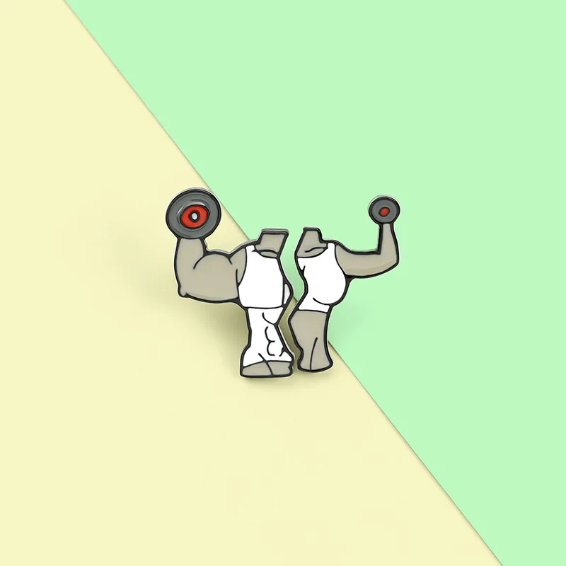 Эмаль на булавке фитнес пара гантели Ювелирная брошь сосны блестящий значок