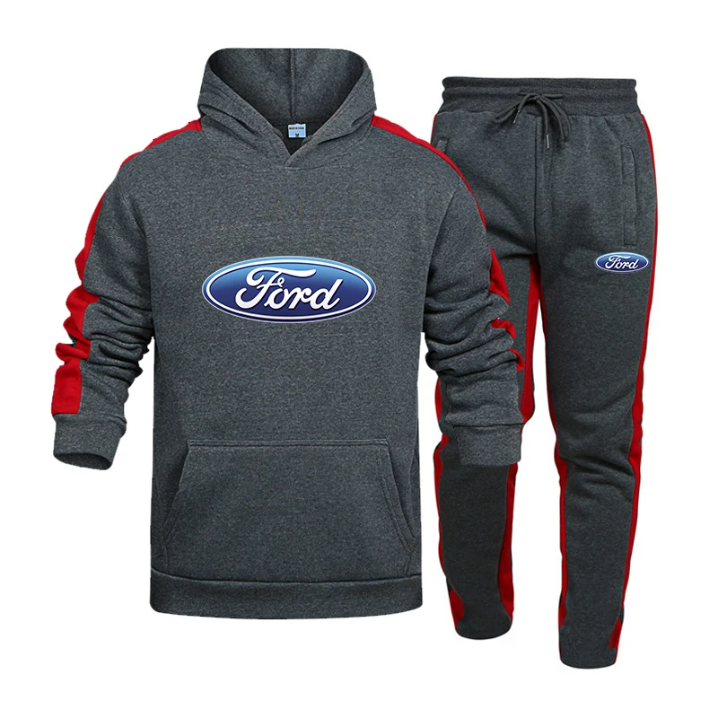 

2021 New Men's Hoodie Suit Ford Logo Fashion Stitching Autumn And Winter Casual Street Sportswear Track Suit Asian Size S 3XL