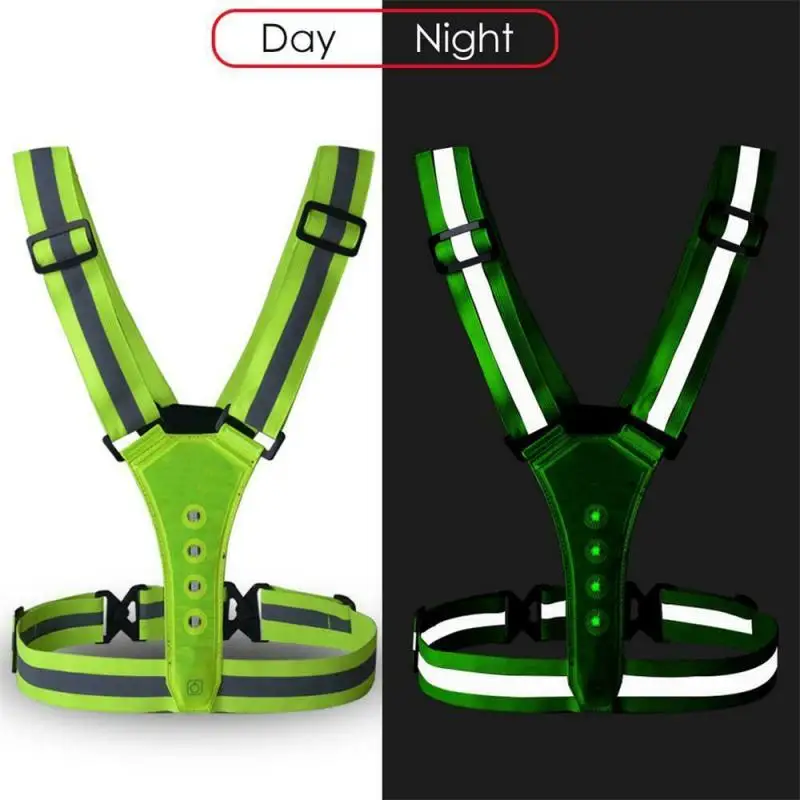 Night LED Reflective Vest Warning Lighting Luminous Cycling Equipment Flashing Safety For Running Riding | Спорт и развлечения