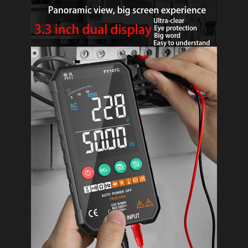

FUYI Smart Tester multimetro Digital Profesional DC NCV Auto Range Temperature Voltage Professional Analog Multimeter Tester