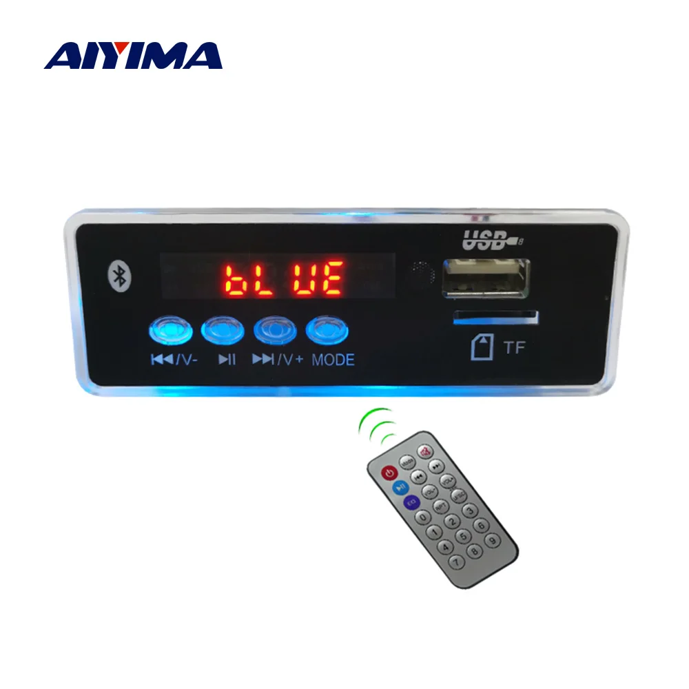 AIYIMA MP3 декодер аудио доска музыкальный плеер синий светодиодный дисплей 5 Вт* 2 усилитель Расшифровка Bluetooth AUX USB SD карта fm-радио
