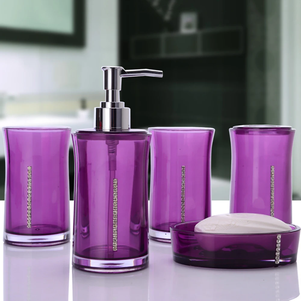 Набор из 5 предметов Коробка для мыла лосьон бутылка держатель зубных щеток чашки