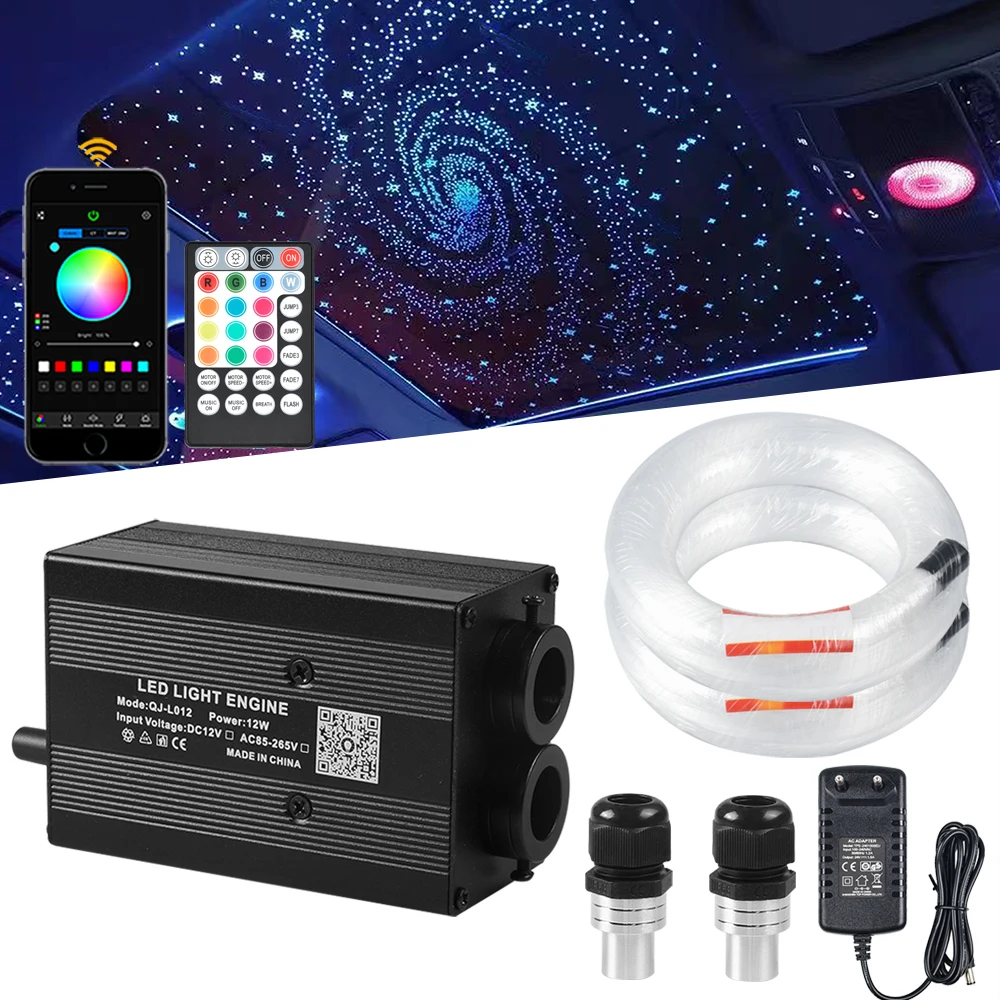 12W Double Heads Car Roof Twinkle Ceiling RGBW Light Engine Kit With Music Sound/App/Remote Control For DIY Starry Decorat