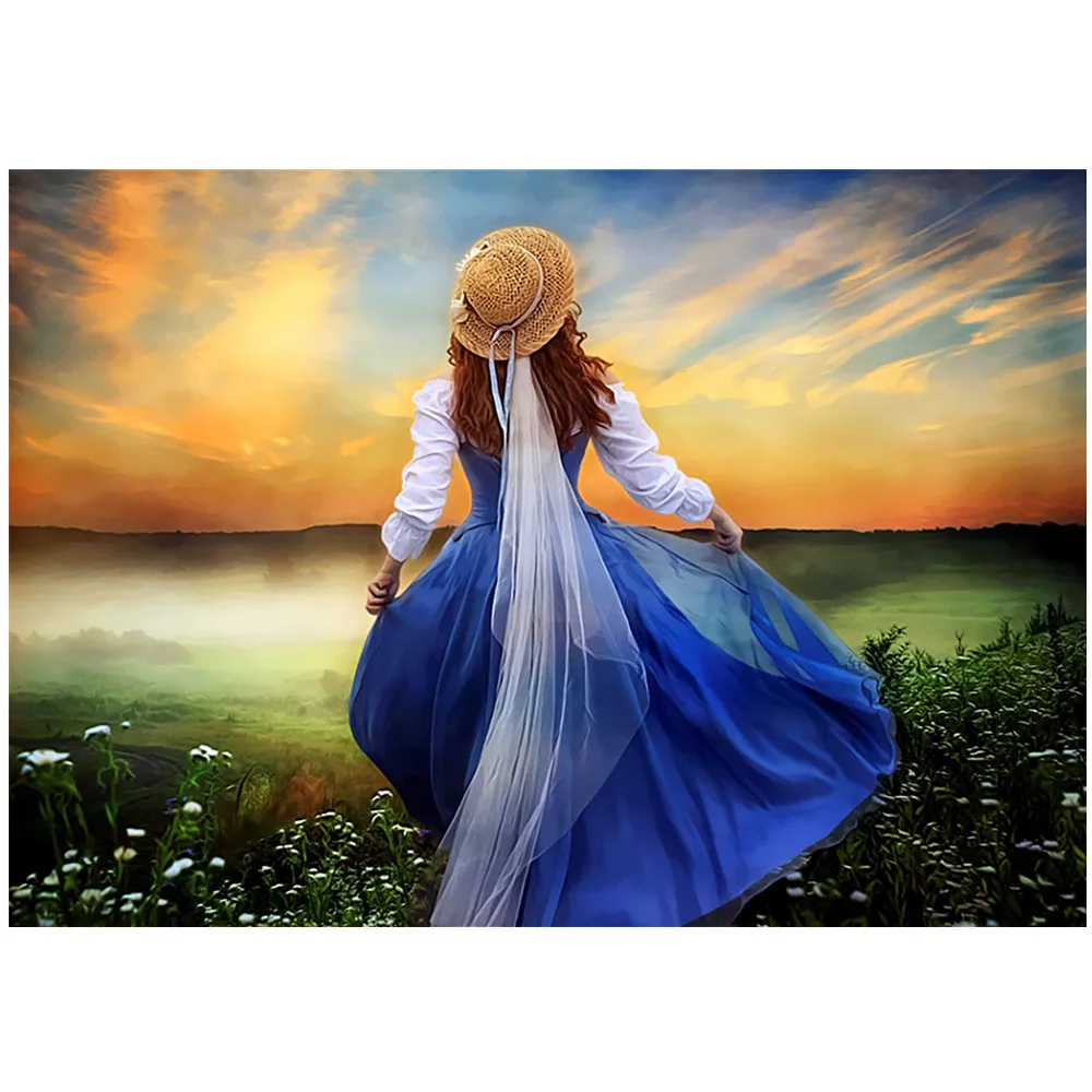 

Round full diamond landscape 5D diamond painting figure female DIY diamond embroidery kit home decoration gift