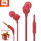 Наушники-вкладыши JBL T110, проводные, оригинальные, спортивные, с микрофоном, для Xiaomi, Huawei
