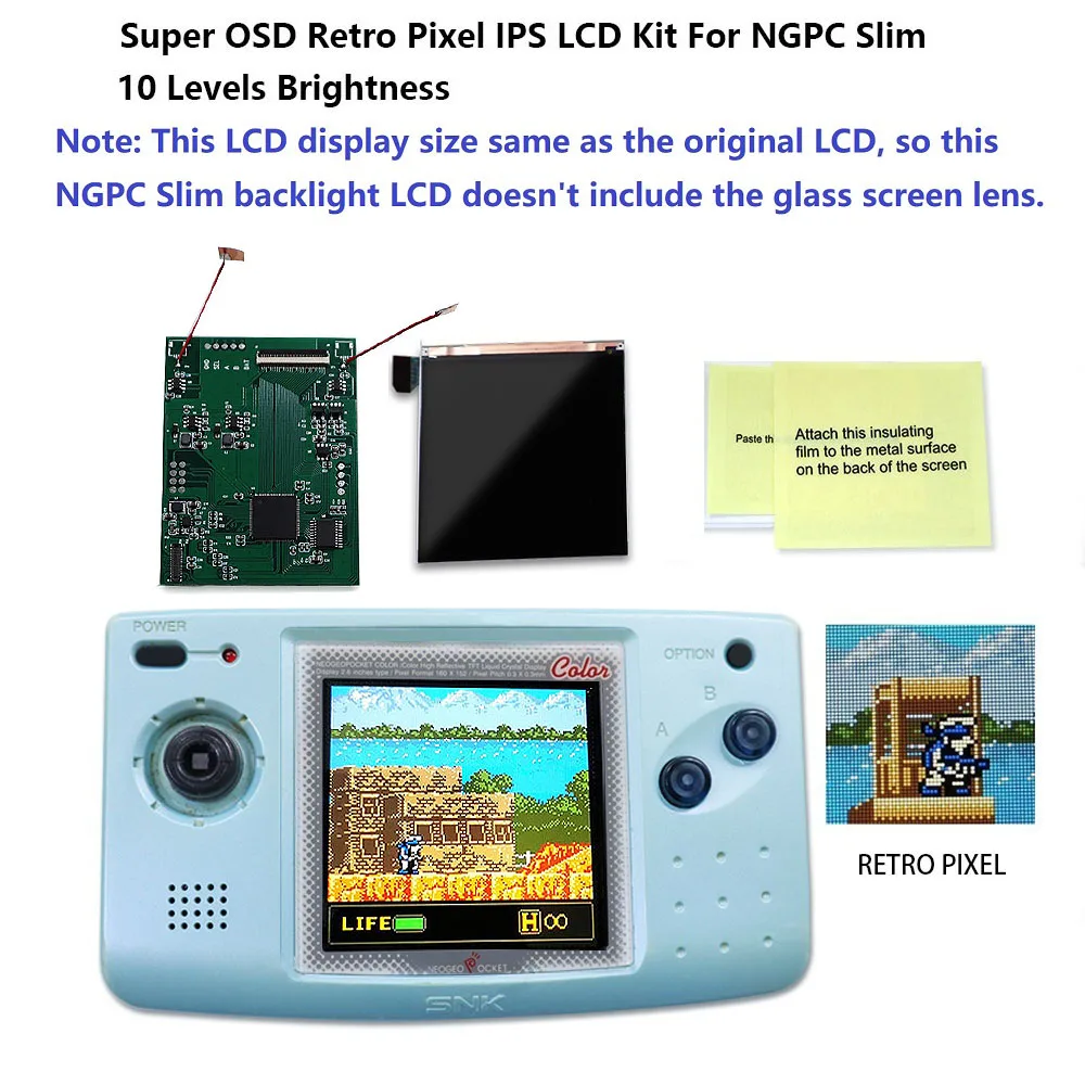 Супер OSD версия большой экран IPS ЖК для NGPC тонкая Подсветка дисплей NEOGEO карманная
