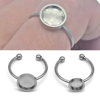 10pcs 4681012mm no fade stainless steel adjustable ring settings blankbase fit 4 12mm glass cabochons buttons ring bezels
