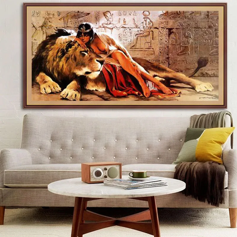 

5D Diamond Painting Beauty With Beast A Girl With A Lion Diy Handmade Full Square Round Embroidery Wedding DecorationZP-2815
