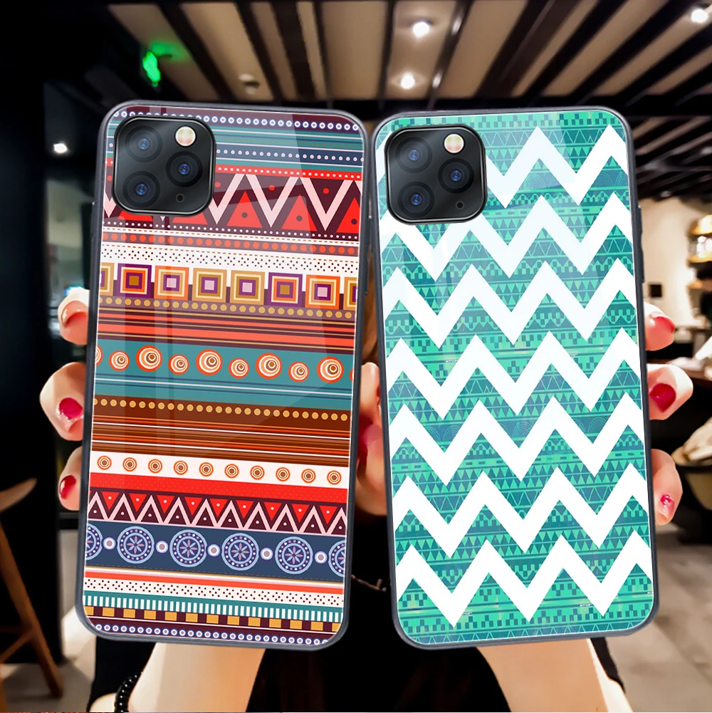 

Color Stripes Case For iPhone 12 11 Pro Max Mini Cover for iPhone 7 8 6 6S X XR XS Max SE 2020 Plus Tempered Glass Phone Fundas