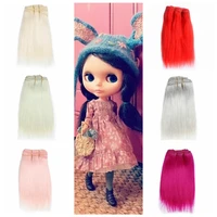 fashion dye color straight wool hair extensions 18cm400 500cm straight wool hair piece for diy wigs hair wefts doll accessories