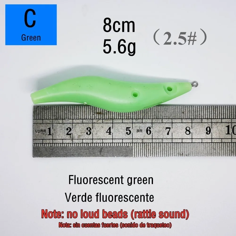 10pcs Rattle sound Fluorescent squid bait Highly reflective Blank bodies Shrimp Fish Making Lure Luminous Glow DIY Jig fishing | Спорт и