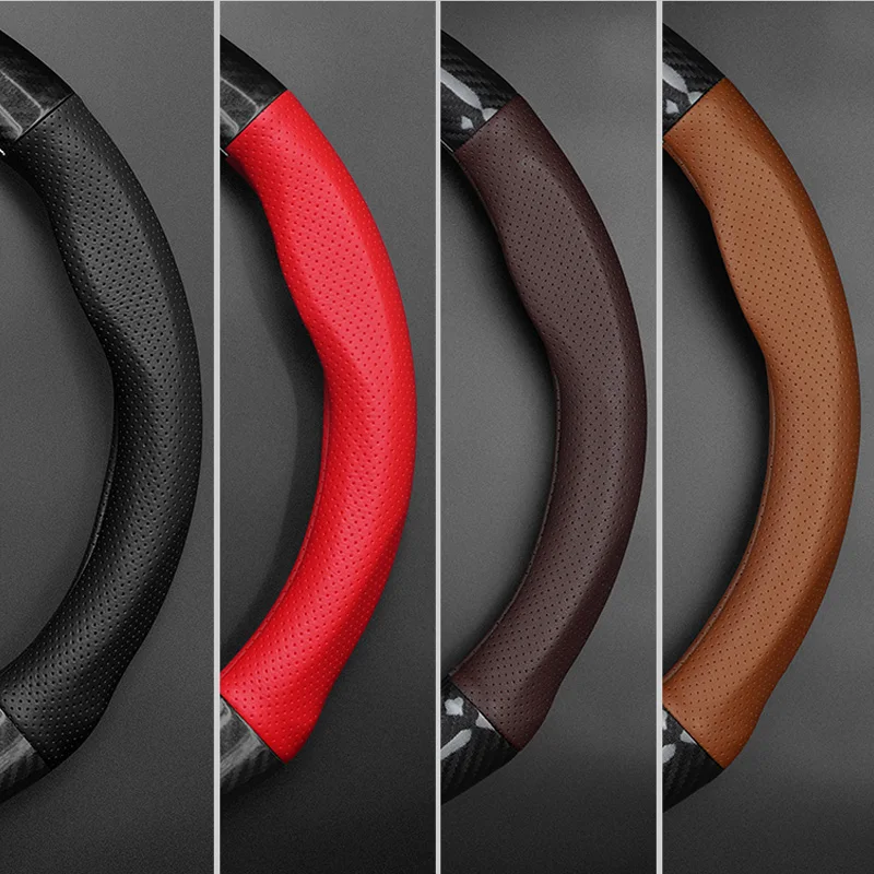 

Peugeot Carbon Fiber Cow Leather Car Steering Wheel Cover For Peugeot 308 207 208 206 3008 508 307 408 107 2008 4008 5008 508L