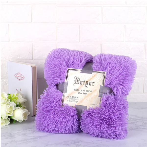 Light Purple Супер мягкий пушистый меховое одеяло искусственный элегантный уютный с пушистым пледы Покрывало для кровати или дивана покрывало длинное лохматое мягкое теплое постельное белье - Цвет: Light Purple