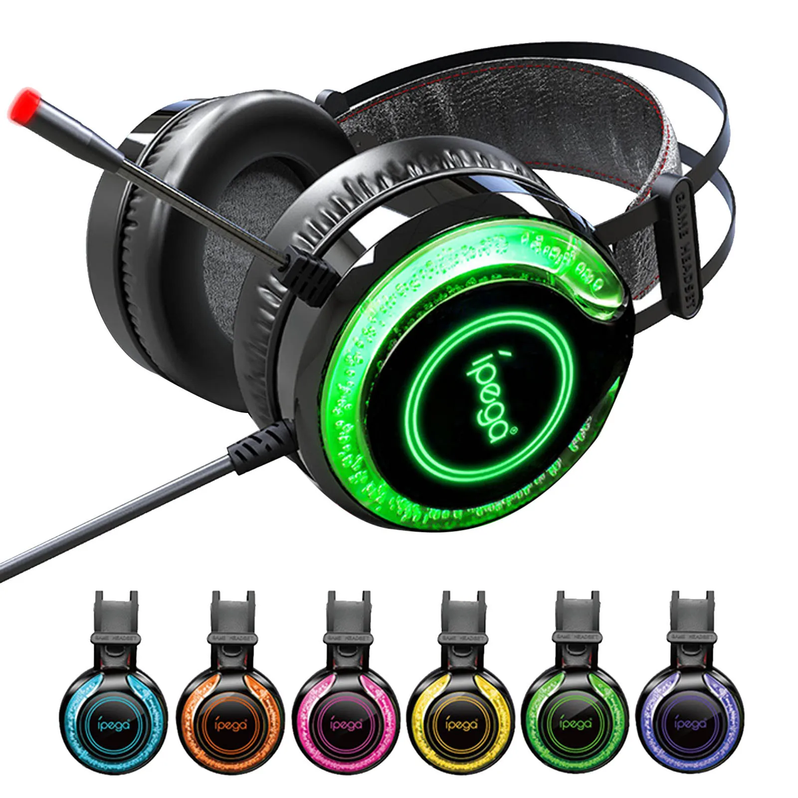 

7-Color Lighting Wired Gaming Headset With Mic Microphone For Switch Lite Tablet