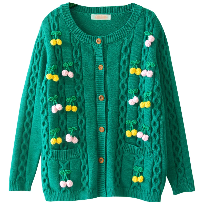 

Женский яркий милый вязаный кардиган с вишенками Мори для девочек