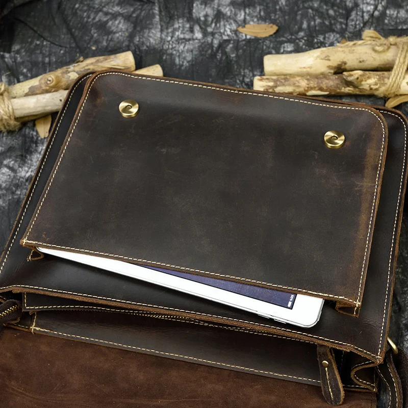 Винтажные мужские сумки через плечо из натуральной кожи натуральная кожа Crazy Horse