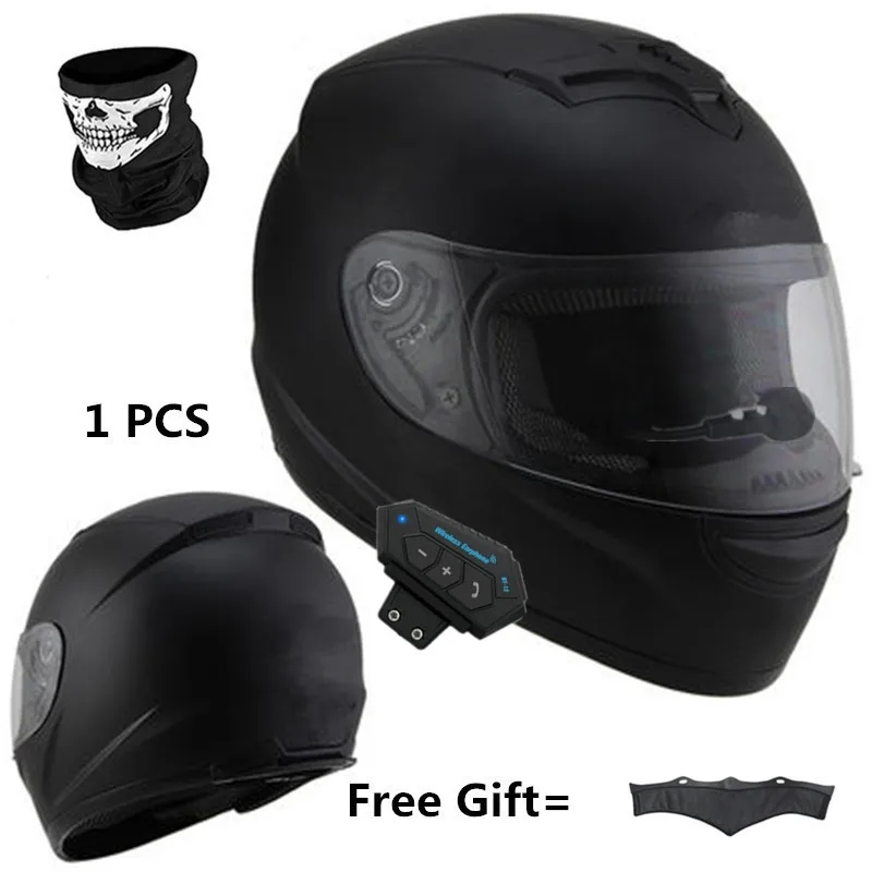 Enlarge Bluetooth-compatible Casco Moto Motorcycle Full Face Safe Helmet Moto Motorbike Helmets Matte Black S to XXL Size