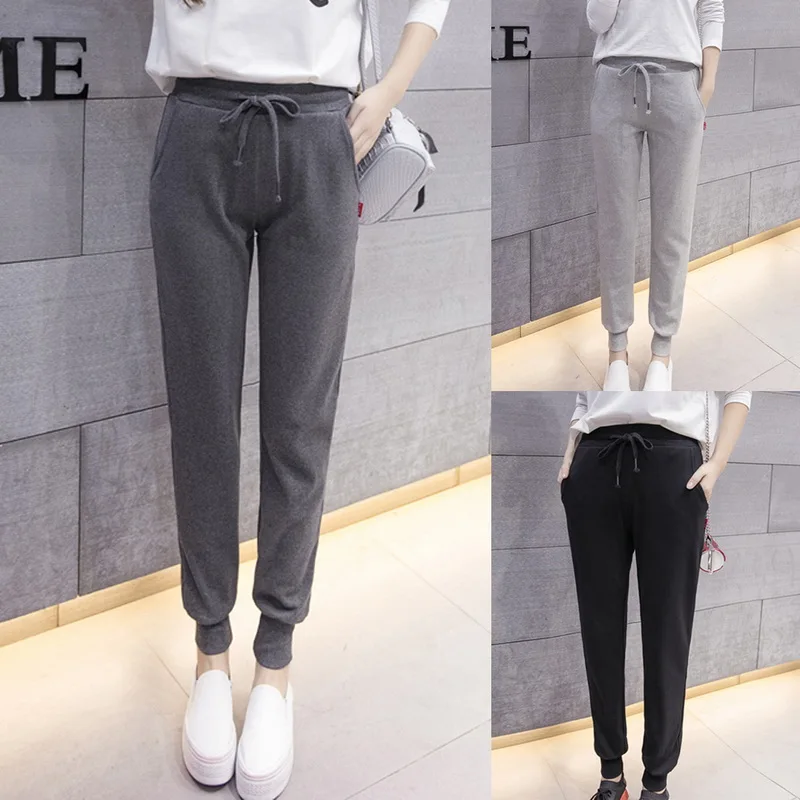 Женские штаны с высокой талией для бега и фитнеса спортивные осенние свободные