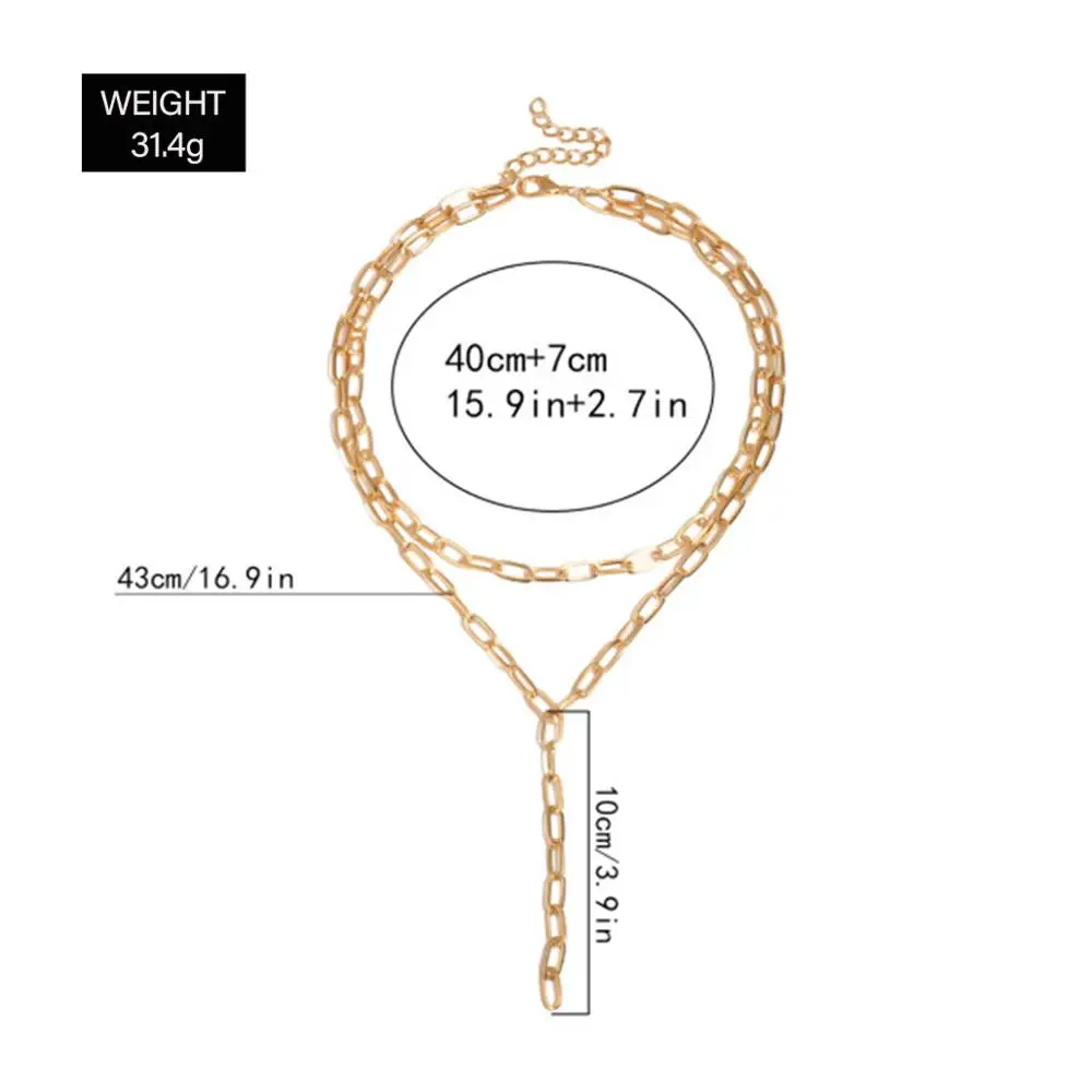 

PuRui Multi Layer Chain Choker Necklace for Women Simple Chain Link Statement Necklace Collar Bohemian Hip Hop Fashion Jewelry