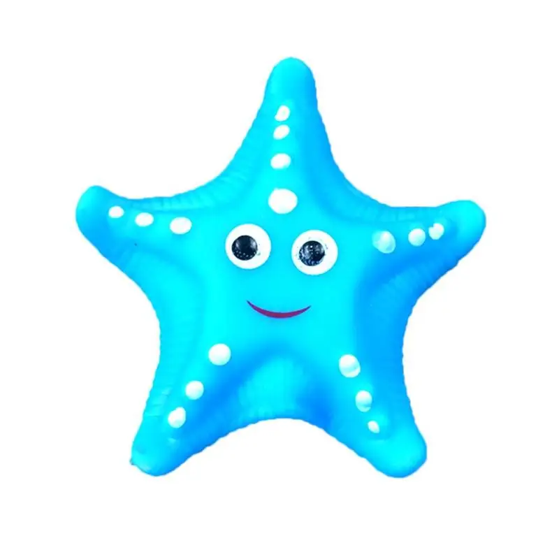 

Cartoon Starfish Water Toy Baby Bathroom Play Tub Blue Soft Floating Starfish Squeeze Sound Squeaky Toy Baby Summer Bathing Toy