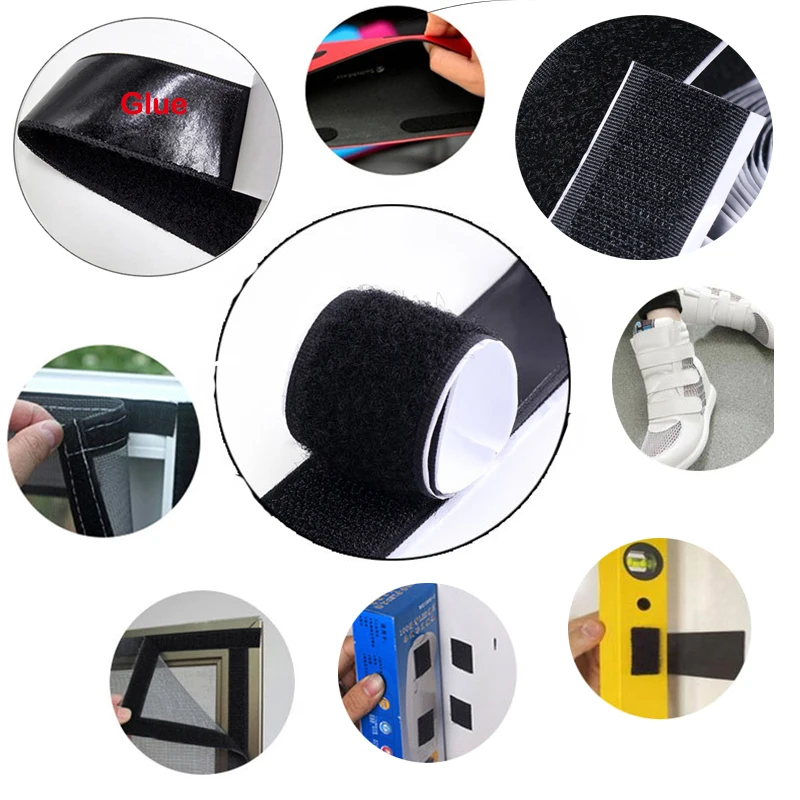 

25Meters 16/20/25/30/38/50mm With Strong Glue Hook and Loop Self Adhesive Fastener Tape Nylon Sticker Loop Magic Disks tape