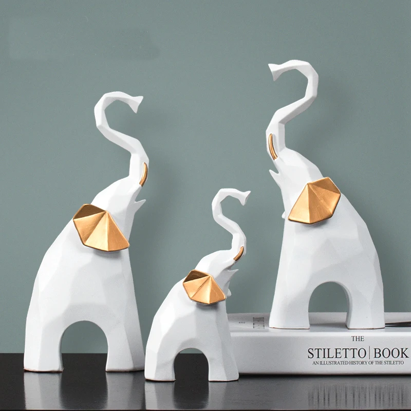 

Elephant Decorative Statue Geometric Modern Art Sculpture Abstract Resin Home Decoration Accessories for Living Room Nordic Gift