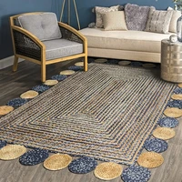 jute area rug bedside retro american round carpet handmade natural decoration rugs for living room
