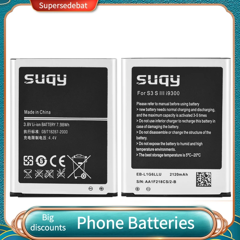 

for Samsung Galaxy S3 I9300 Bateria 2120mAh EB-L1G6LLU Replacement Battery for Samsung Galaxy S3 I9060 Gt I9300 I9300i Batterie