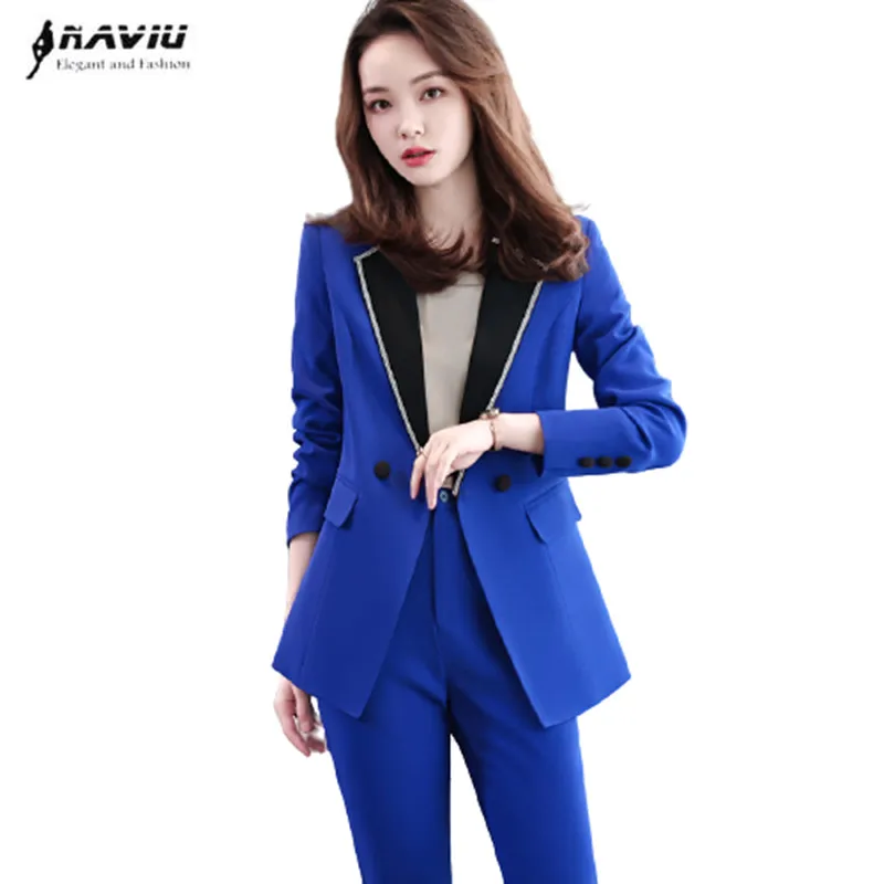 Female Pants Suits New Spring Temperament Business Fashion Formal Long Sleeve Slim Blazer And Trousers Office Ladies Work Wear