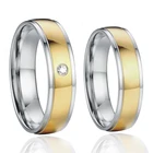 Роскошные обручальные кольца из титана и настоящего золота 14 к для мужчин и женщин, свадебные кольца для влюбленных, ювелирные изделия, кольцо на палец